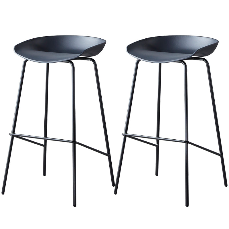 Contemporary Low Back Armless Bar Stool Plastic Bar Stool with Metal Legs