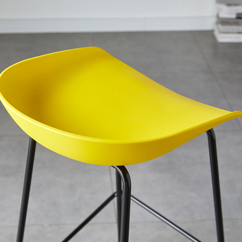 Contemporary Low Back Armless Bar Stool Plastic Bar Stool with Metal Legs
