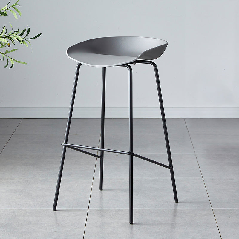 Contemporary Low Back Armless Bar Stool Plastic Bar Stool with Metal Legs