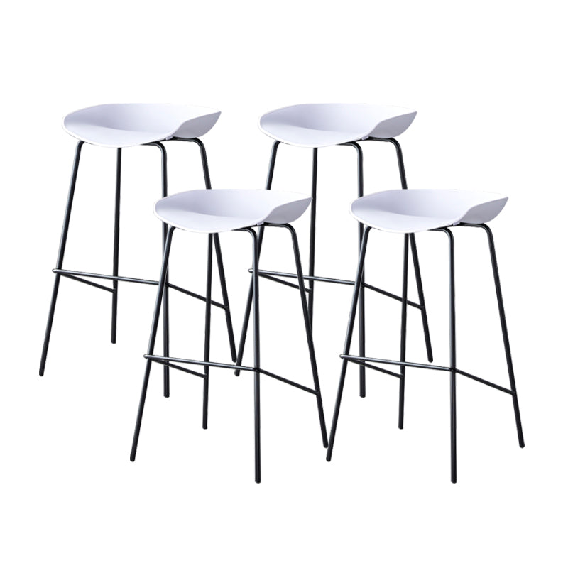 Contemporary Low Back Armless Bar Stool Plastic Bar Stool with Metal Legs
