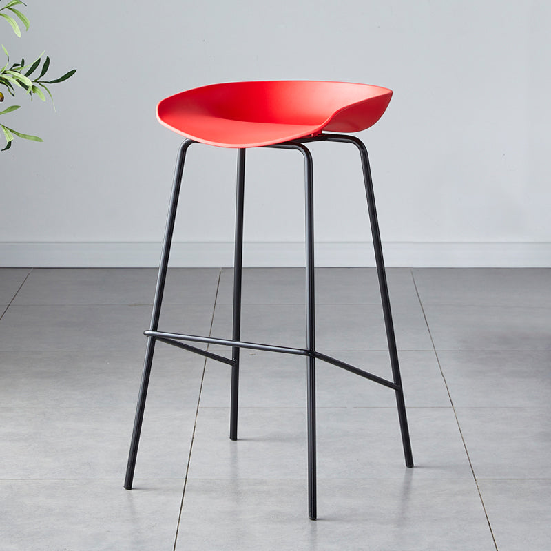 Contemporary Low Back Armless Bar Stool Plastic Bar Stool with Metal Legs
