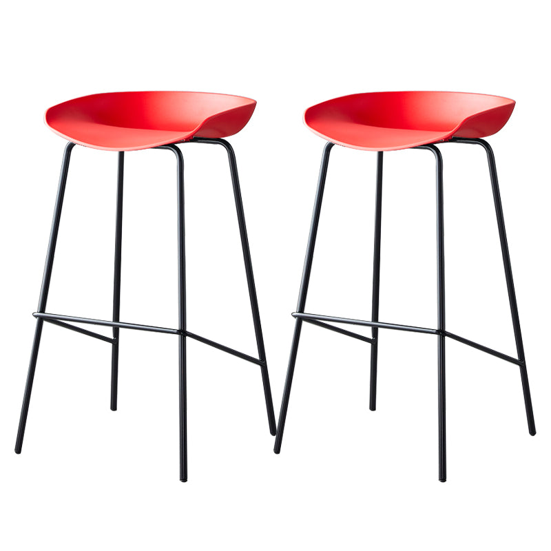 Contemporary Low Back Armless Bar Stool Plastic Bar Stool with Metal Legs