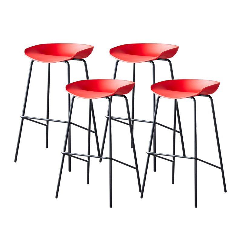 Contemporary Low Back Armless Bar Stool Plastic Bar Stool with Metal Legs
