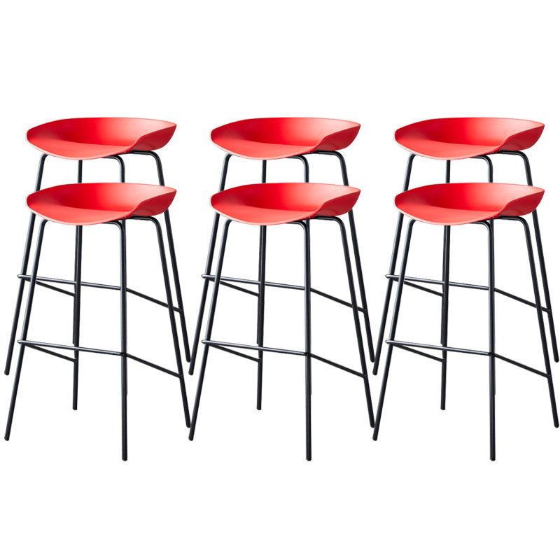 Contemporary Low Back Armless Bar Stool Plastic Bar Stool with Metal Legs