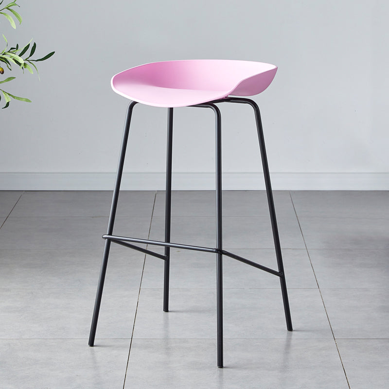 Contemporary Low Back Armless Bar Stool Plastic Bar Stool with Metal Legs