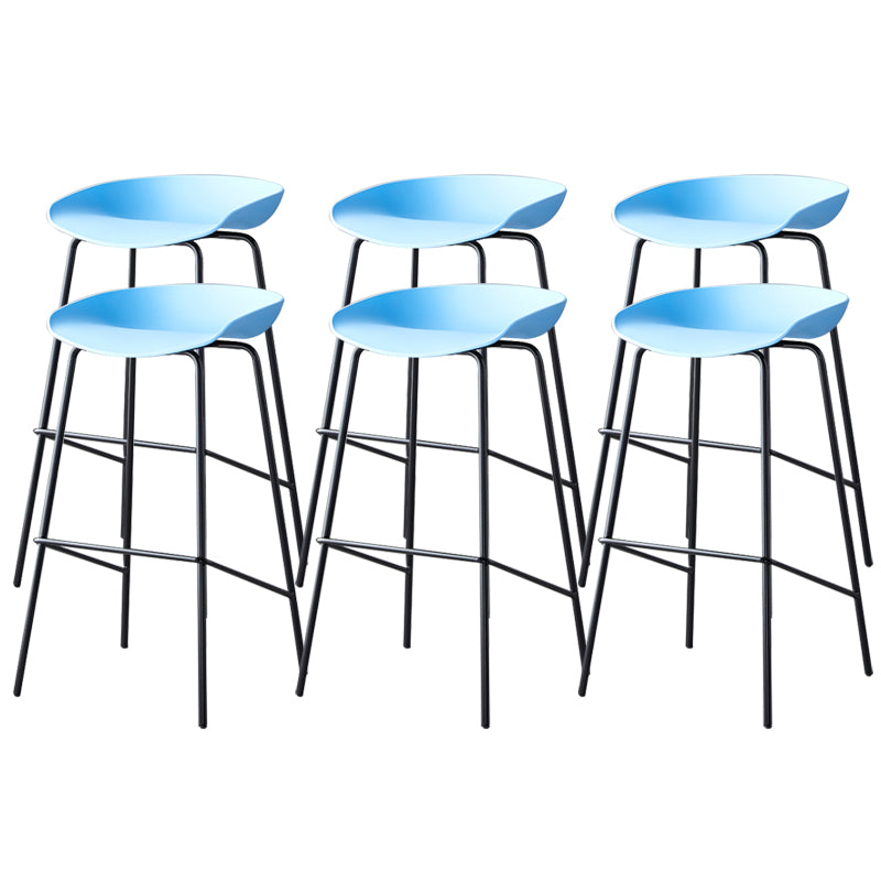 Contemporary Low Back Armless Bar Stool Plastic Bar Stool with Metal Legs