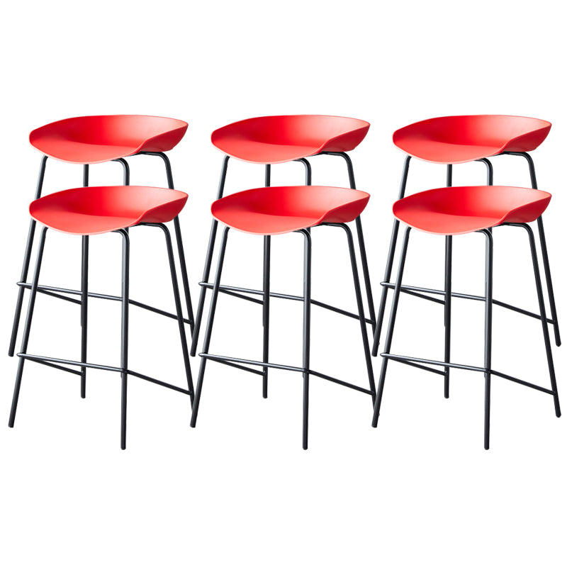Contemporary Low Back Armless Bar Stool Plastic Bar Stool with Metal Legs