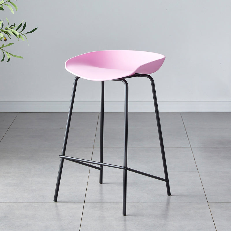 Contemporary Low Back Armless Bar Stool Plastic Bar Stool with Metal Legs