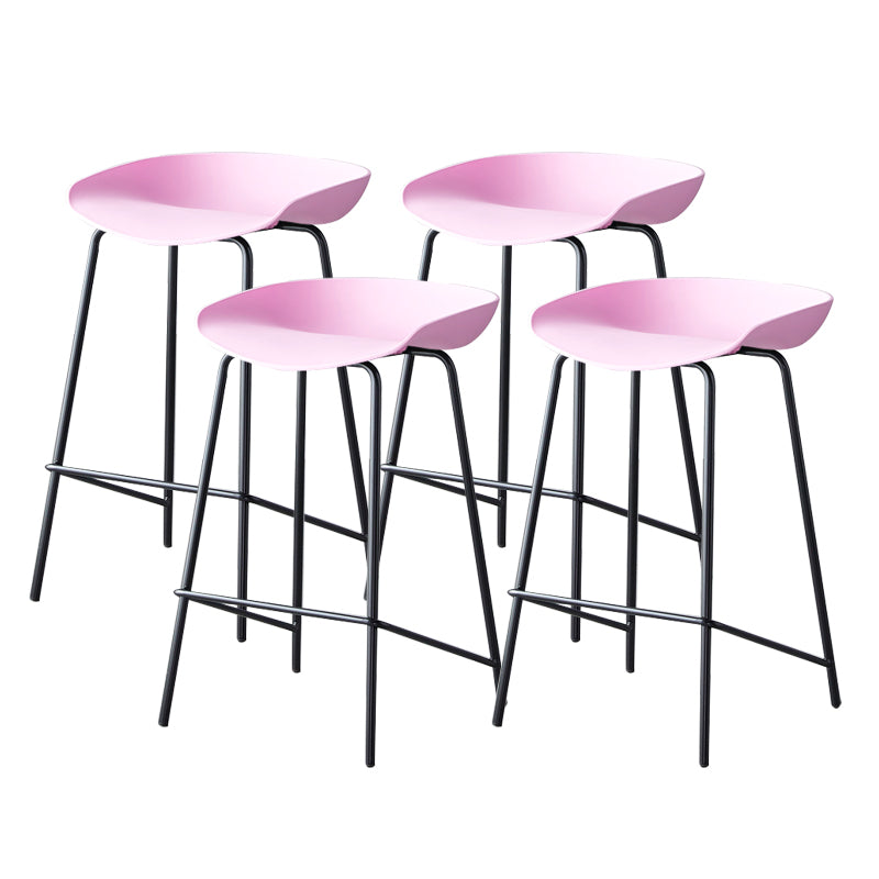 Contemporary Low Back Armless Bar Stool Plastic Bar Stool with Metal Legs