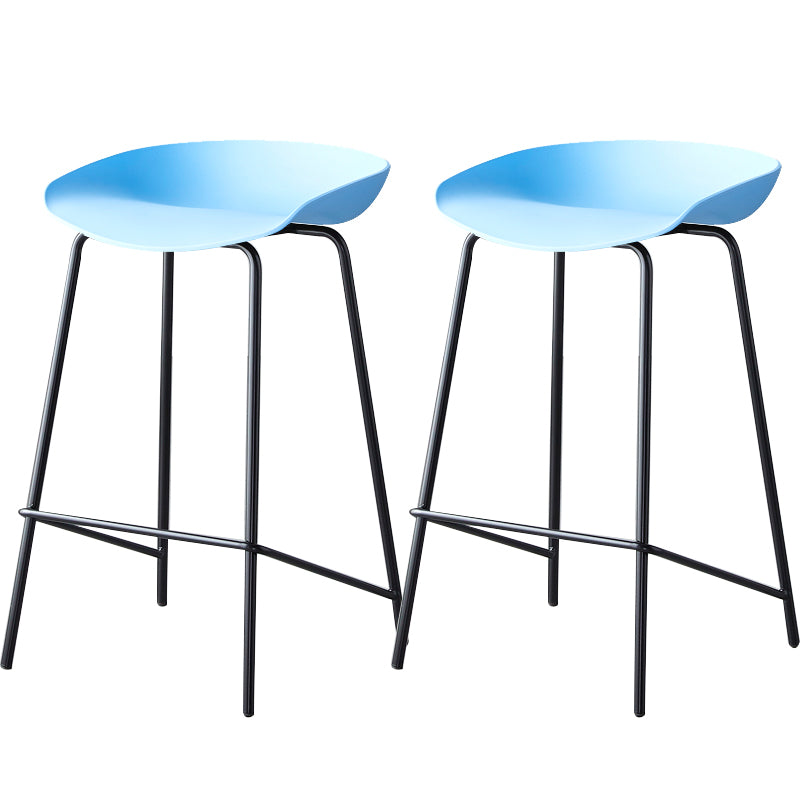 Contemporary Low Back Armless Bar Stool Plastic Bar Stool with Metal Legs