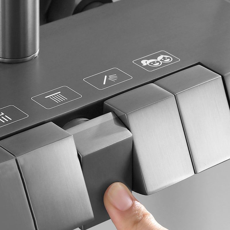 Contemporary Shower System Dual Shower Head Slide Bar Thermostatic Wall Mounted Shower Set