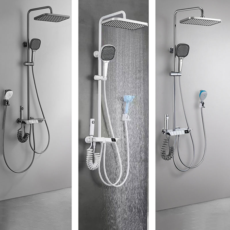 Contemporary Shower System Dual Shower Head Slide Bar Thermostatic Wall Mounted Shower Set
