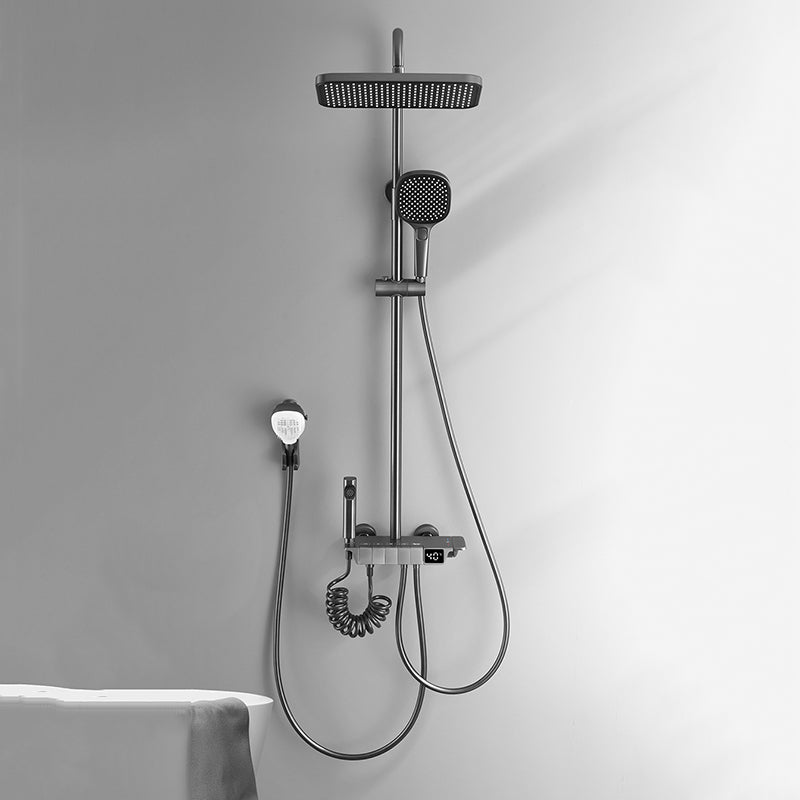 Contemporary Shower System Dual Shower Head Slide Bar Thermostatic Wall Mounted Shower Set