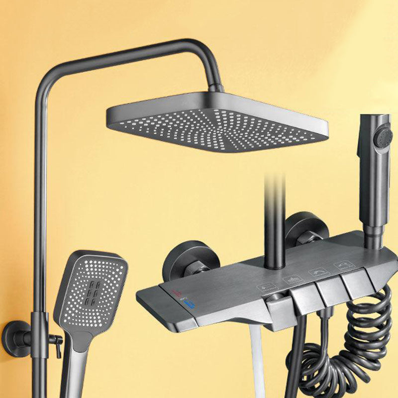 Modern Pressure Balanced Diverter Valve Shower Faucet Square Shower System on Wall