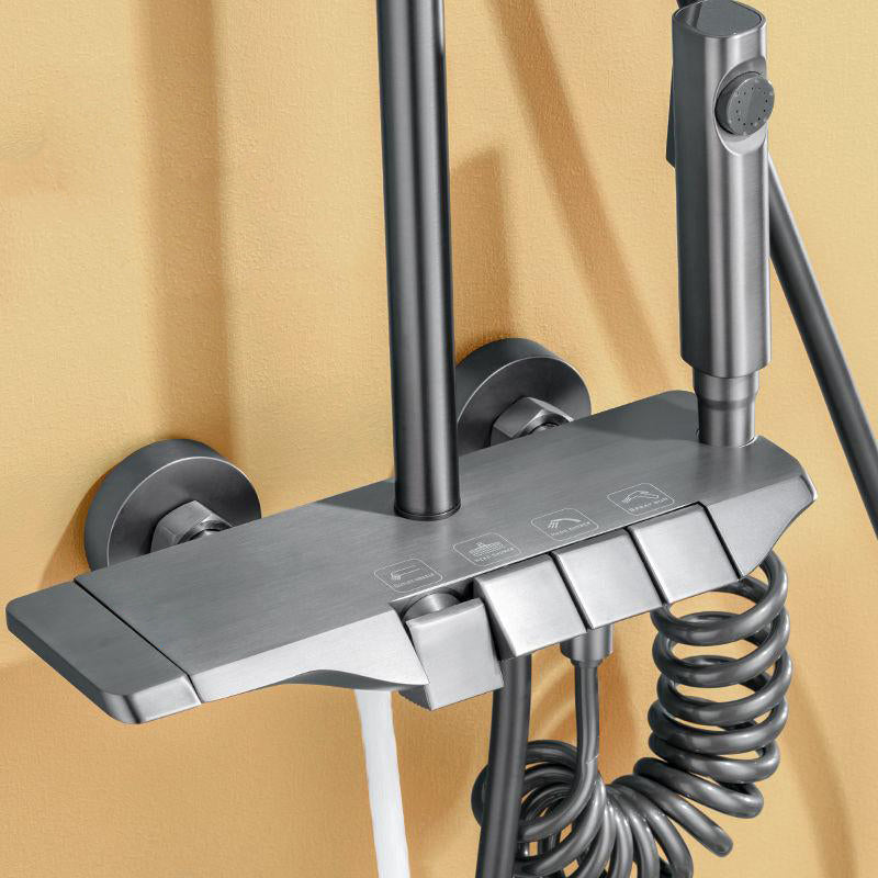 Modern Pressure Balanced Diverter Valve Shower Faucet Square Shower System on Wall