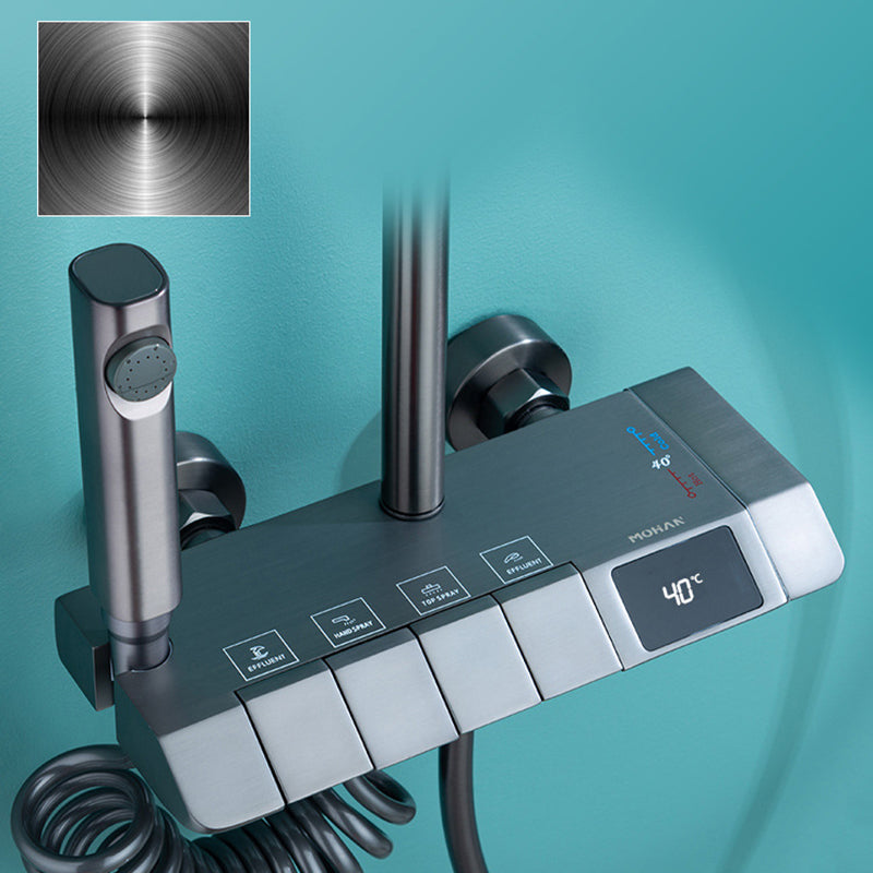 Modern Pressure Balanced Diverter Valve Shower Faucet Square Shower System on Wall