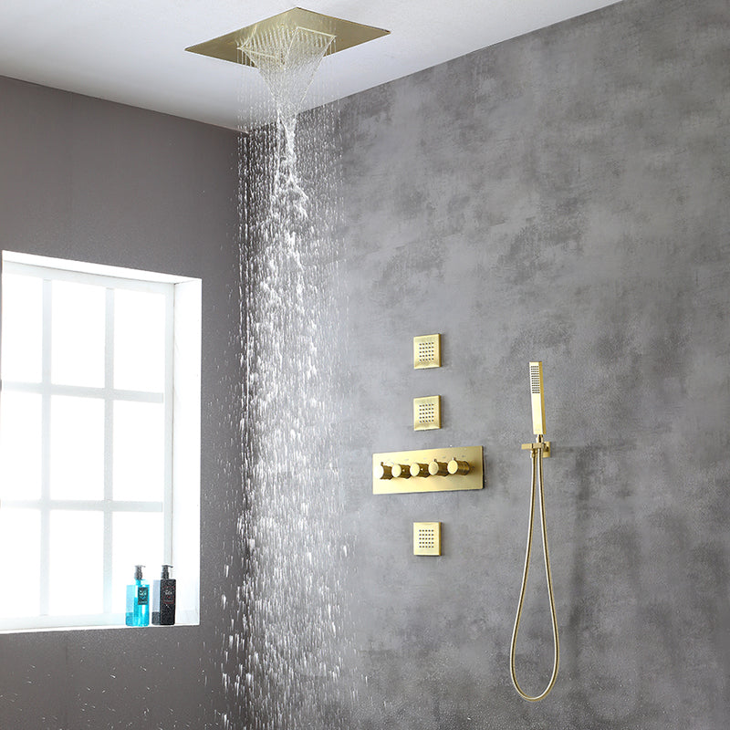 Ceiling Mounted Square Metal Shower Faucet Massage Shower System