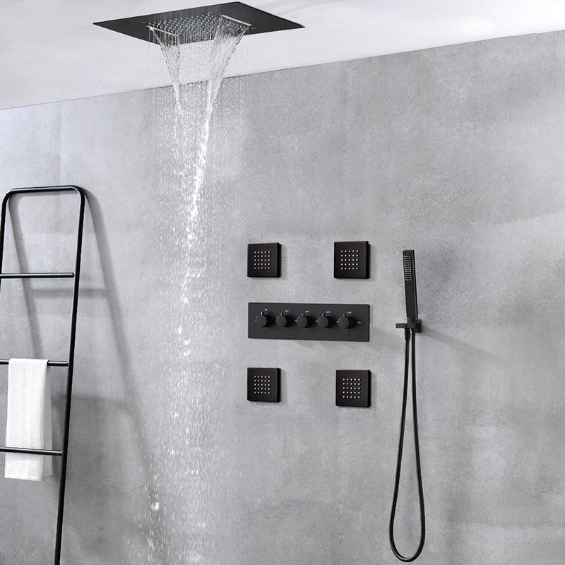 Ceiling Mounted Square Metal Shower Faucet Massage Shower System