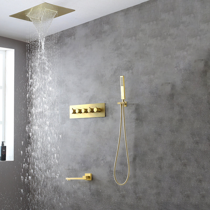 Ceiling Mounted Square Metal Shower Faucet Massage Shower System