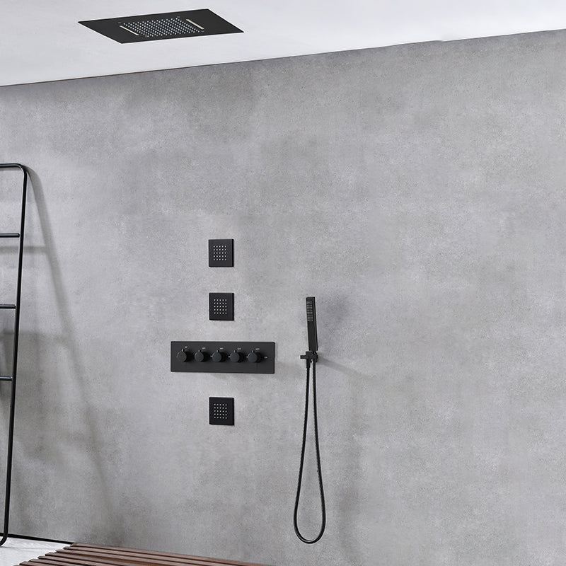 Ceiling Mounted Square Metal Shower Faucet Massage Shower System