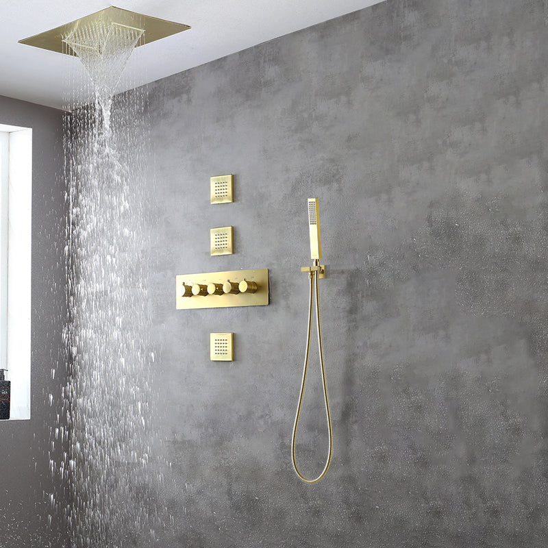 Ceiling Mounted Square Metal Shower Faucet Massage Shower System