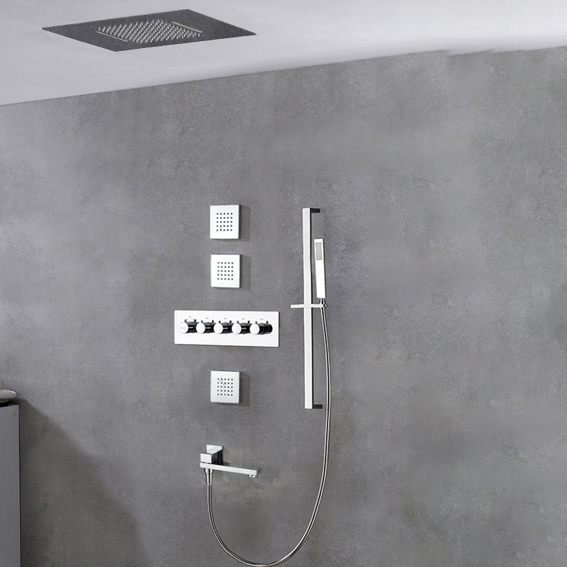 Ceiling Mounted Square Metal Shower Faucet Massage Shower System