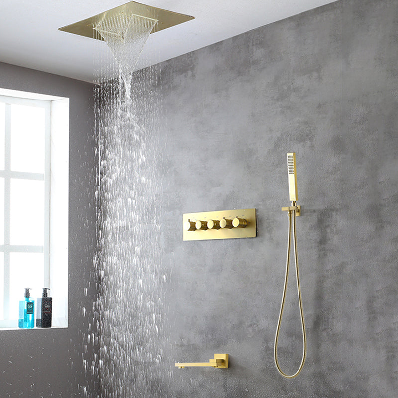 Ceiling Mounted Square Metal Shower Faucet Massage Shower System