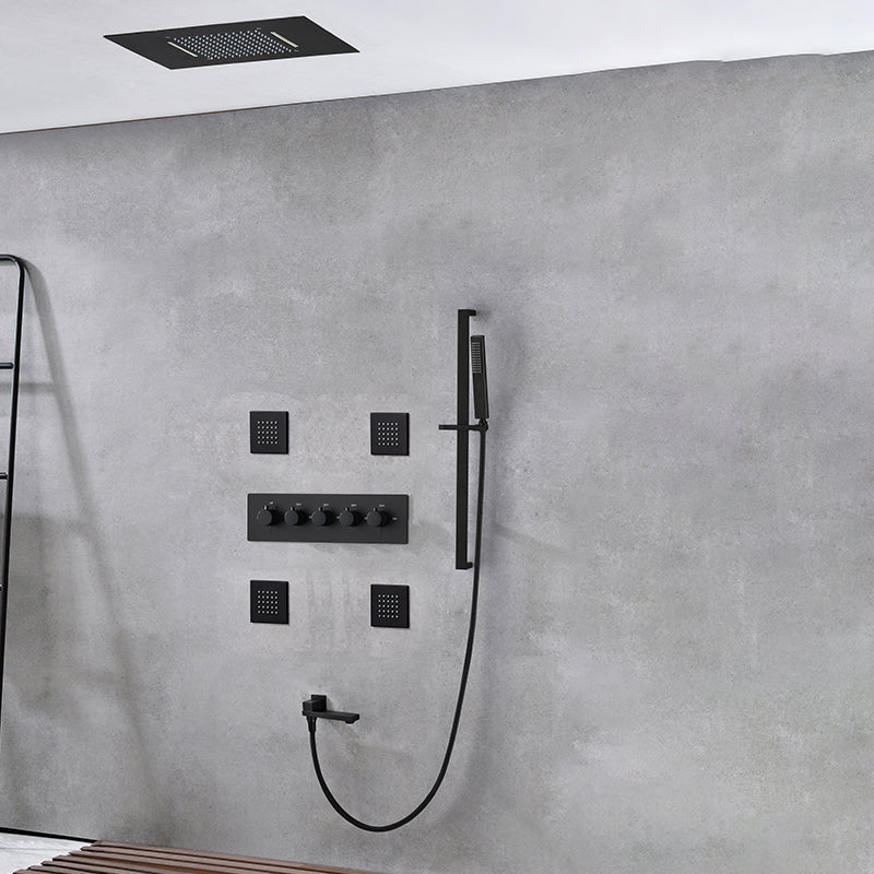 Ceiling Mounted Square Metal Shower Faucet Massage Shower System