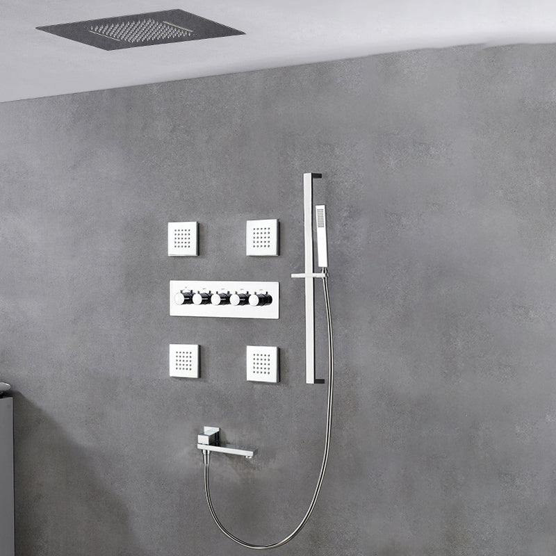 Ceiling Mounted Square Metal Shower Faucet Massage Shower System