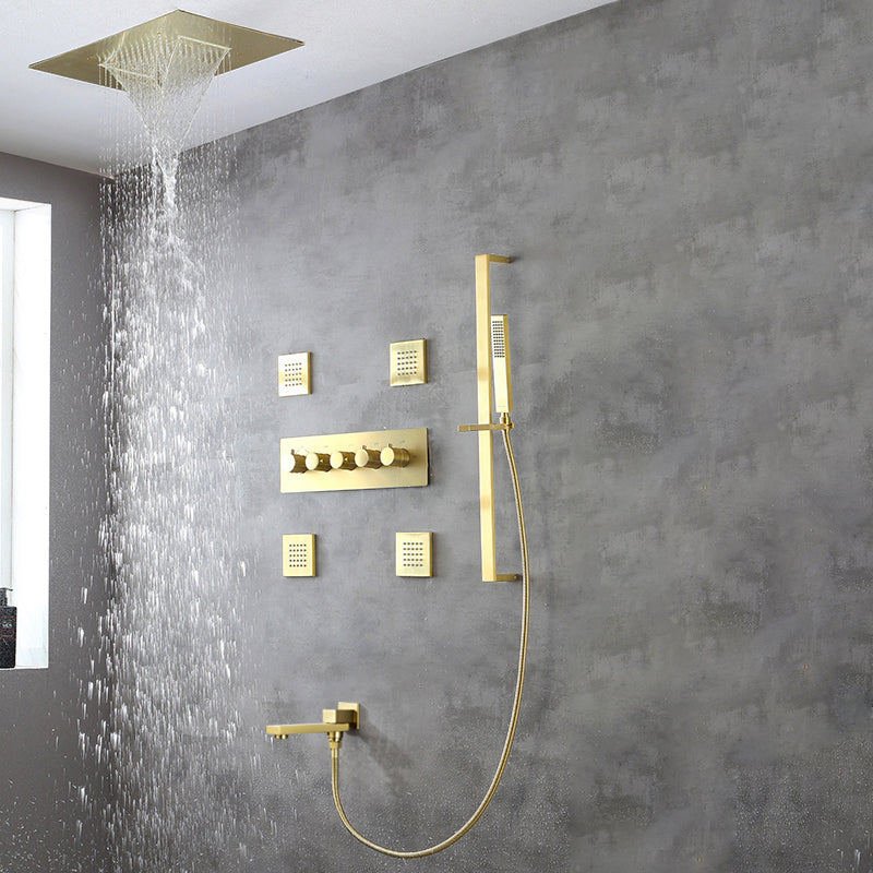 Ceiling Mounted Square Metal Shower Faucet Massage Shower System