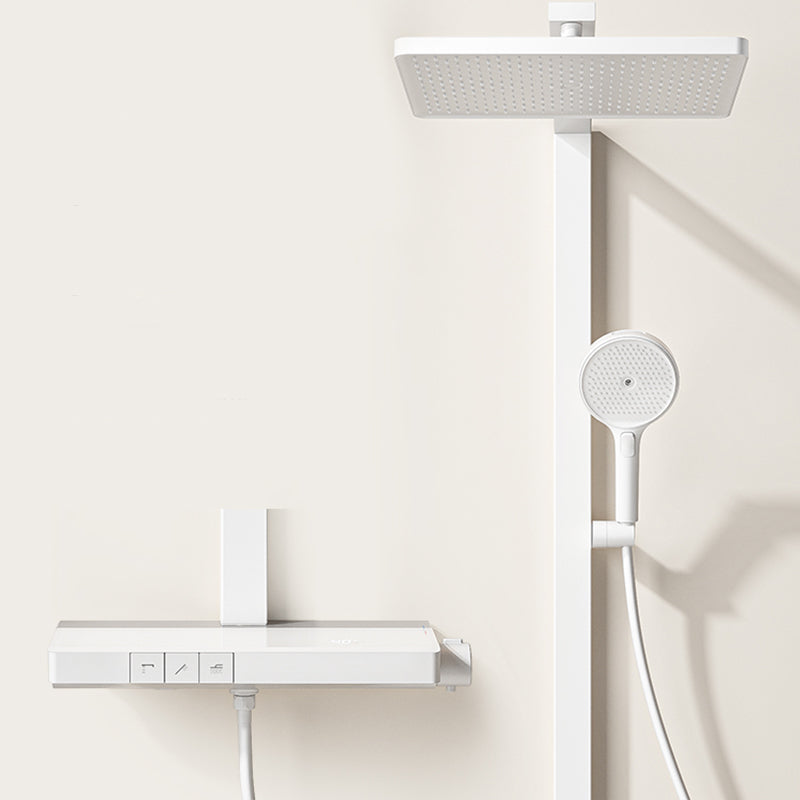 Valve Included Shower System Metal Square Shower Faucet in White Rain Shower Head