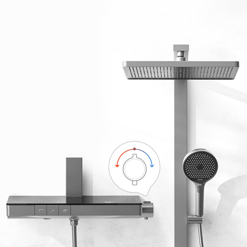 Valve Included Shower System Metal Square Shower Faucet in White Rain Shower Head