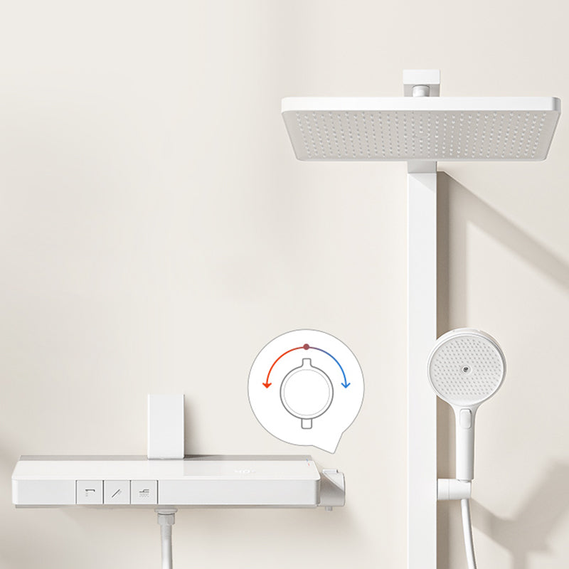 Valve Included Shower System Metal Square Shower Faucet in White Rain Shower Head