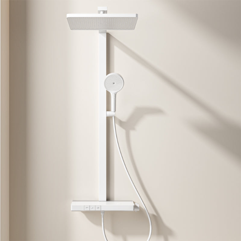Valve Included Shower System Metal Square Shower Faucet in White Rain Shower Head