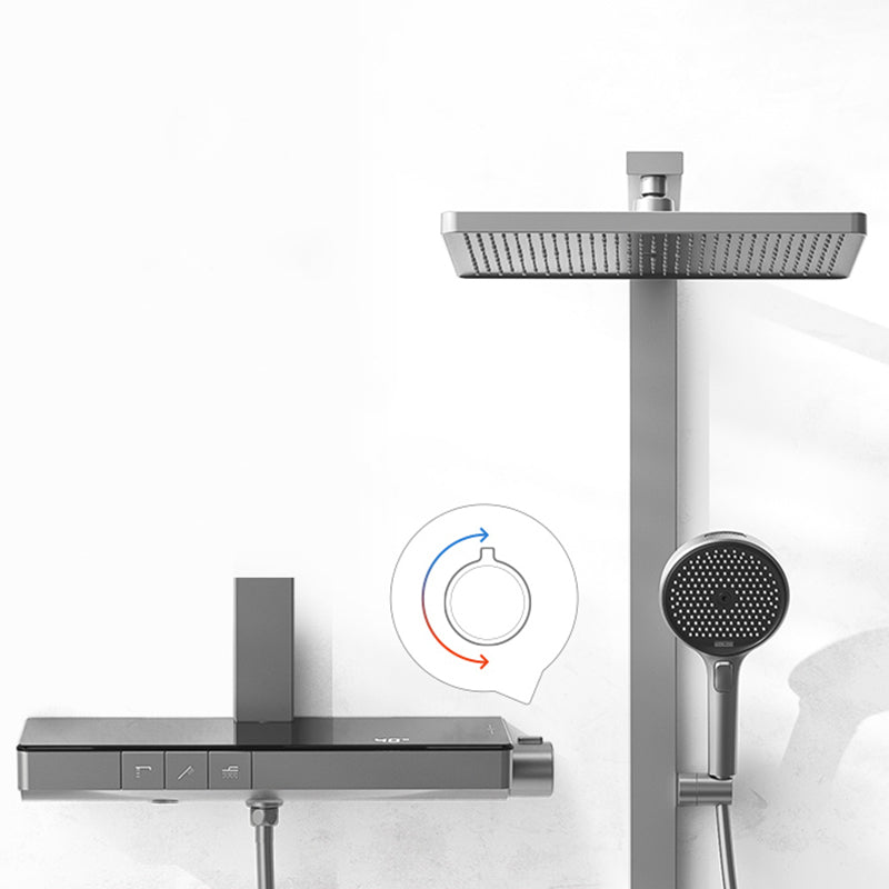 Valve Included Shower System Metal Square Shower Faucet in White Rain Shower Head