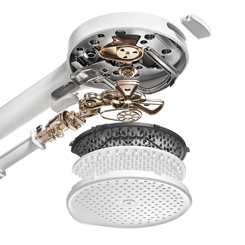 Valve Included Shower System Metal Square Shower Faucet in White Rain Shower Head