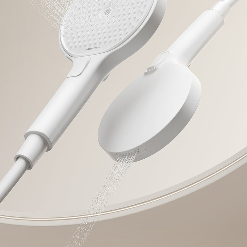 Valve Included Shower System Metal Square Shower Faucet in White Rain Shower Head