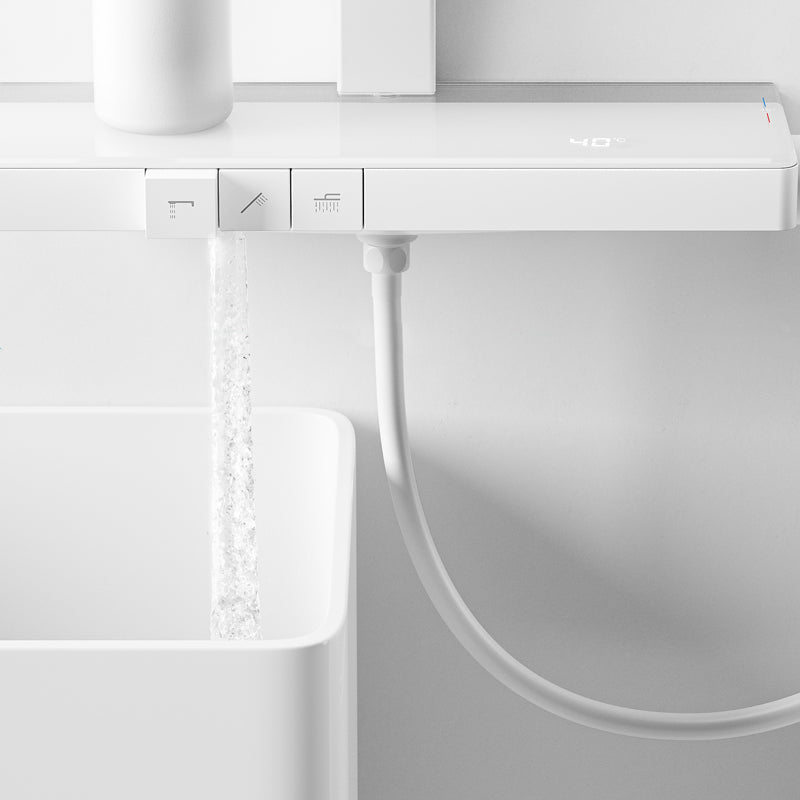 Valve Included Shower System Metal Square Shower Faucet in White Rain Shower Head