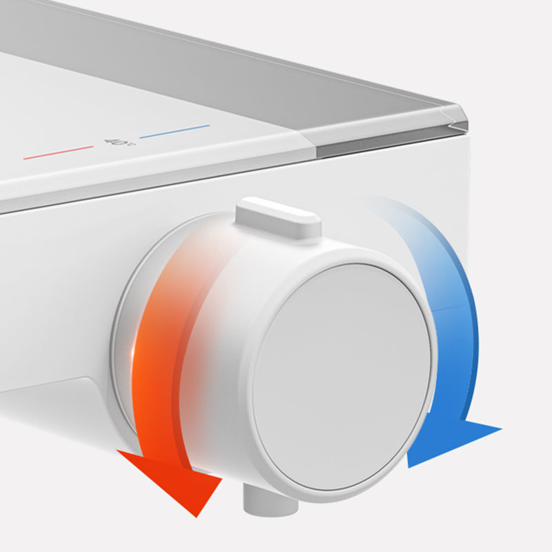 Valve Included Shower System Metal Square Shower Faucet in White Rain Shower Head