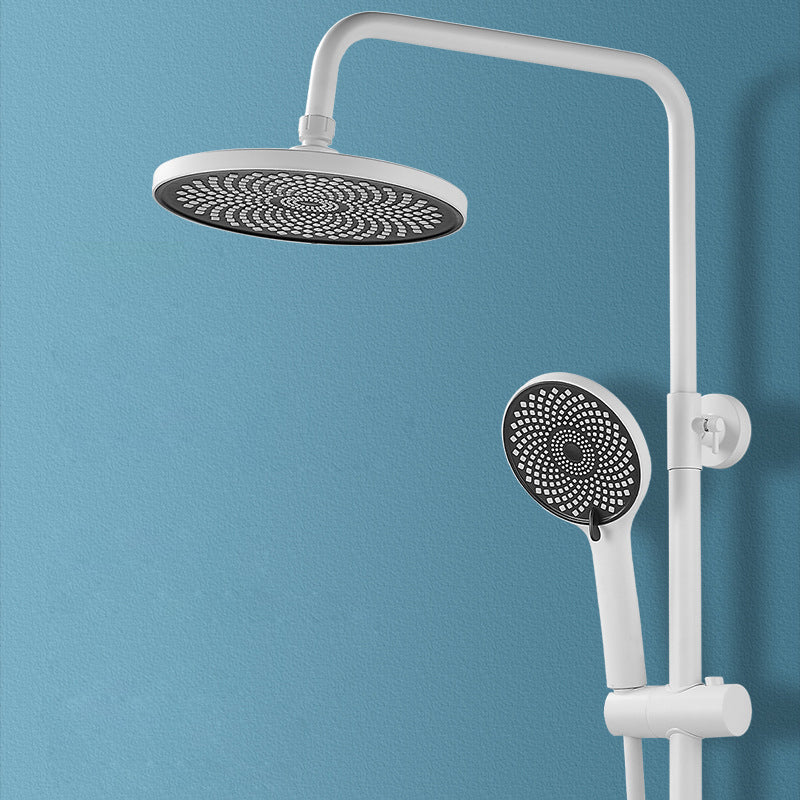 Wall Mounted Shower Arm Shower Faucet in White Metal Shower System Adjustable Water Flow