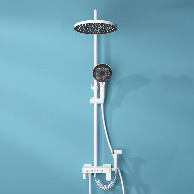 Wall Mounted Shower Arm Shower Faucet in White Metal Shower System Adjustable Water Flow