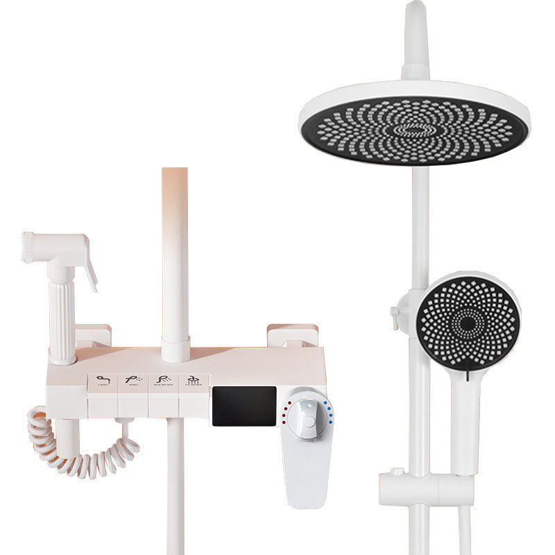 Wall Mounted Shower Arm Shower Faucet in White Metal Shower System Adjustable Water Flow