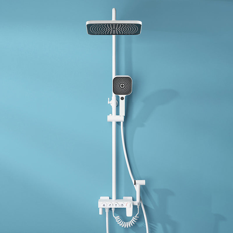 Wall Mounted Shower Arm Shower Faucet in White Metal Shower System Adjustable Water Flow