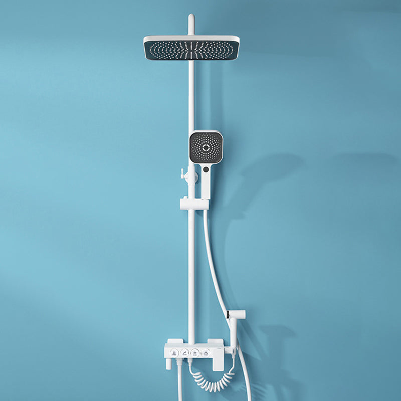 Wall Mounted Shower Arm Shower Faucet in White Metal Shower System Adjustable Water Flow