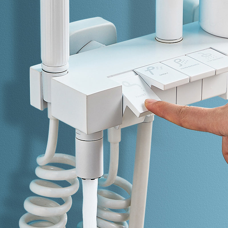 Wall Mounted Shower Arm Shower Faucet in White Metal Shower System Adjustable Water Flow