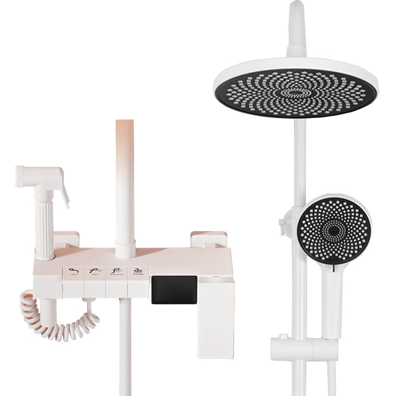 Wall Mounted Shower Arm Shower Faucet in White Metal Shower System Adjustable Water Flow