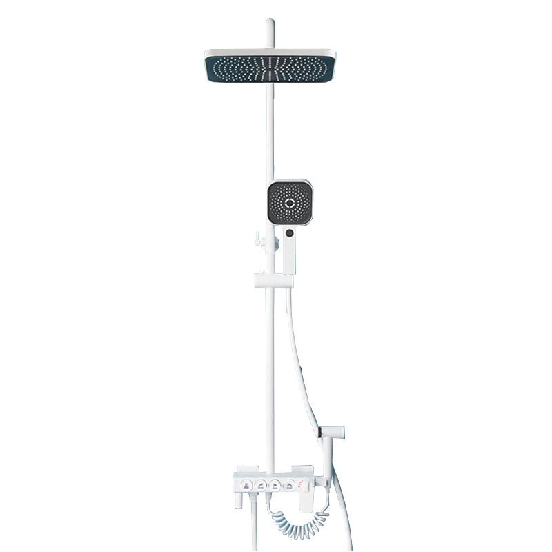 Wall Mounted Shower Arm Shower Faucet in White Metal Shower System Adjustable Water Flow