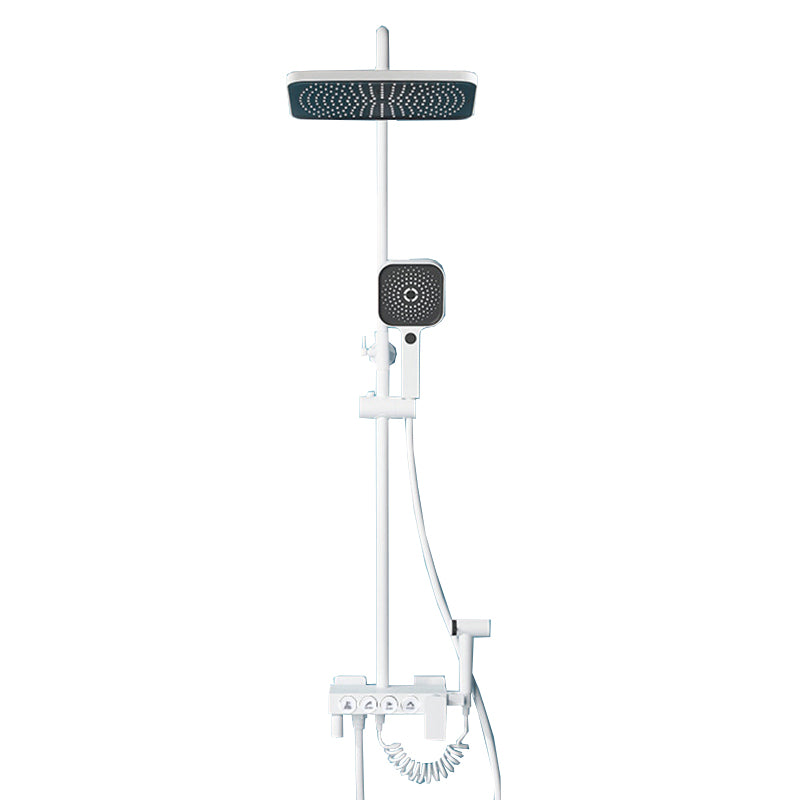 Wall Mounted Shower Arm Shower Faucet in White Metal Shower System Adjustable Water Flow