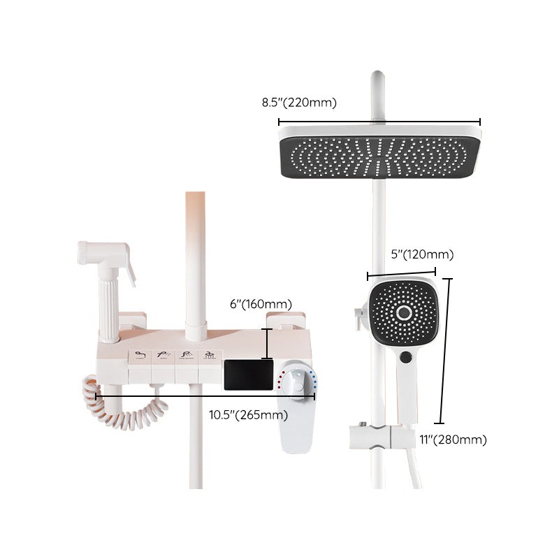 Wall Mounted Shower Arm Shower Faucet in White Metal Shower System Adjustable Water Flow