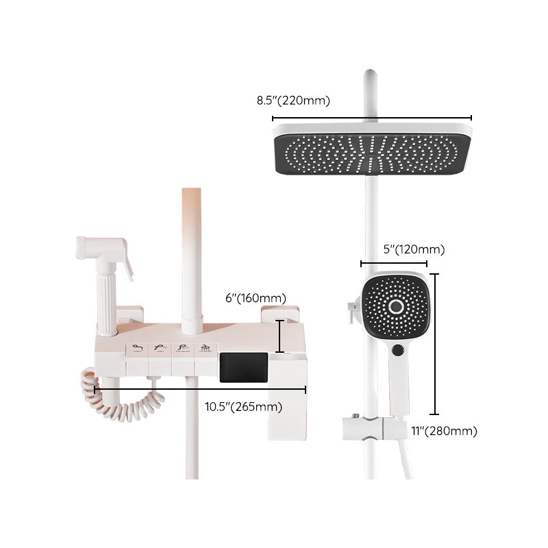 Wall Mounted Shower Arm Shower Faucet in White Metal Shower System Adjustable Water Flow